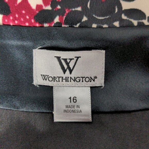 Worthington A Line Pleated Skirt Black Red White Geometric 16 - Picture 5 of 7